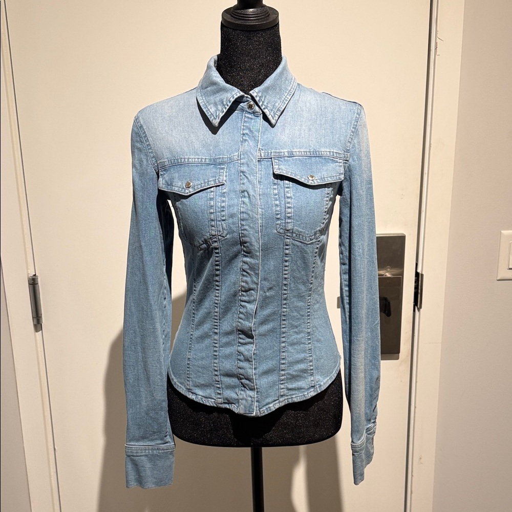 Zara Faded Blue Button-Down Shirt